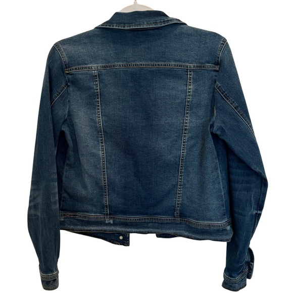 Nanette Lepore Jean Jacket Size S Embroidered Stretch Denim Distressed Jacket - Picture 3 of 9